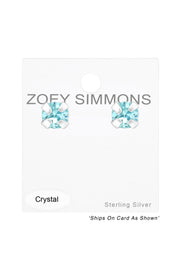 Sterling Silver Round Ear Studs With Genuine Crystals - SS