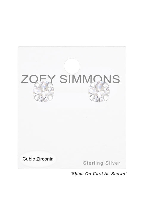 Sterling Silver Round 4mm Ear Studs With Cubic Zirconia - SS