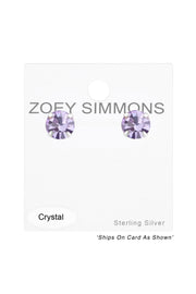 Sterling Silver Round 5mm Ear Studs With Crystal - SS