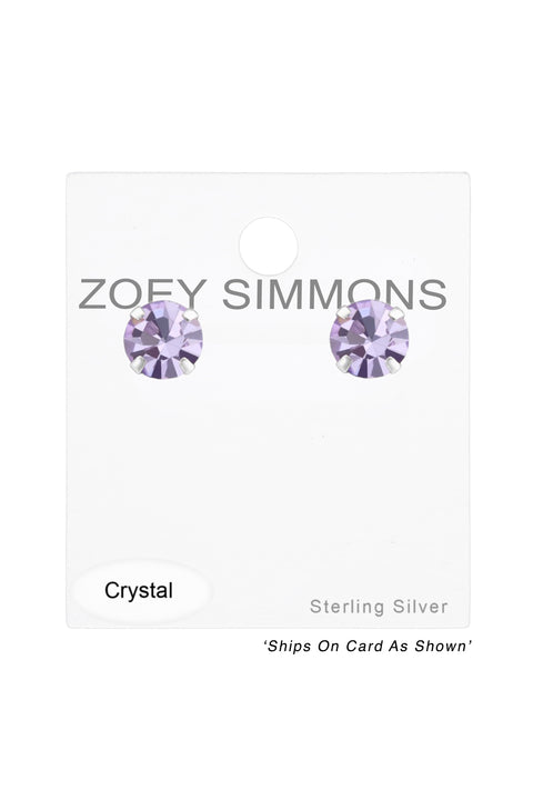 Sterling Silver Round 5mm Ear Studs With Crystal - SS