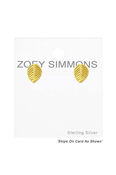 Sterling Silver Leaf Ear Studs - VM
