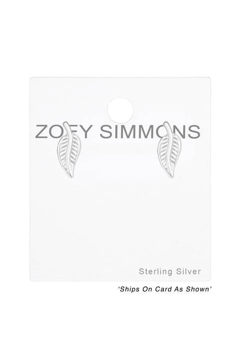 Sterling Silver Leaf Ear Studs - SS