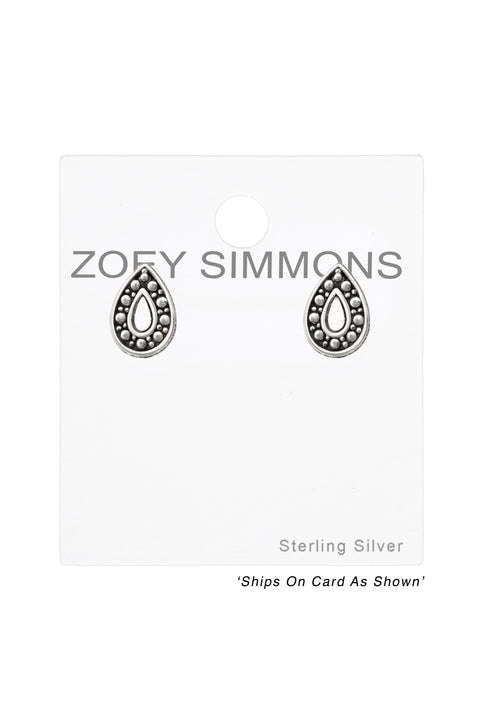 Sterling Silver Drop Ear Studs - SS