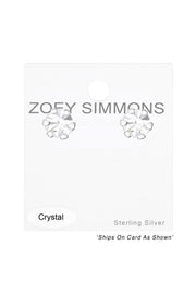 Sterling Silver Round 3mm Ear Studs With Crystals - SS