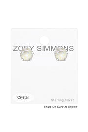 Sterling Silver Round Ear Studs With Genuine Crystals - SS