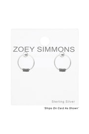 Sterling Silver Ball Hanging Circle Ear Studs - SS