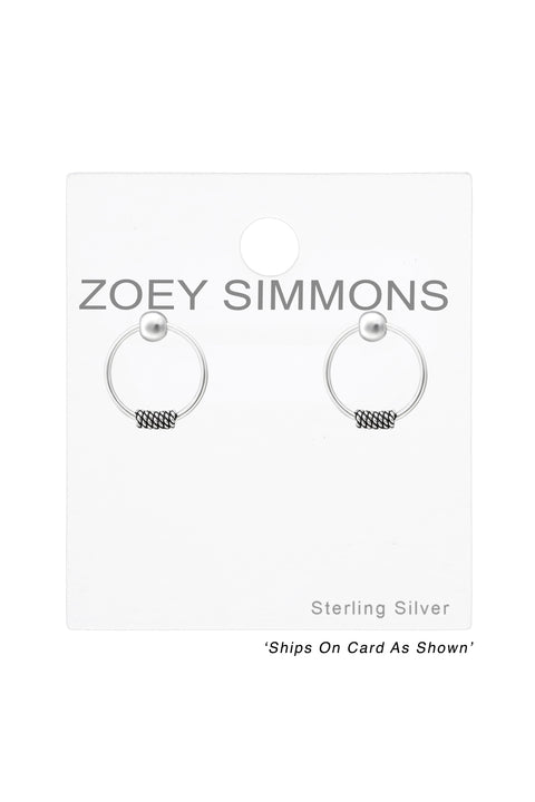 Sterling Silver Ball Hanging Circle Ear Studs - SS