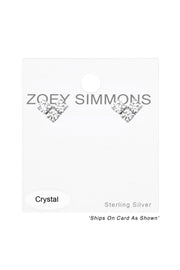 Sterling Silver Mini Heart Ear Studs With Crystal - SS
