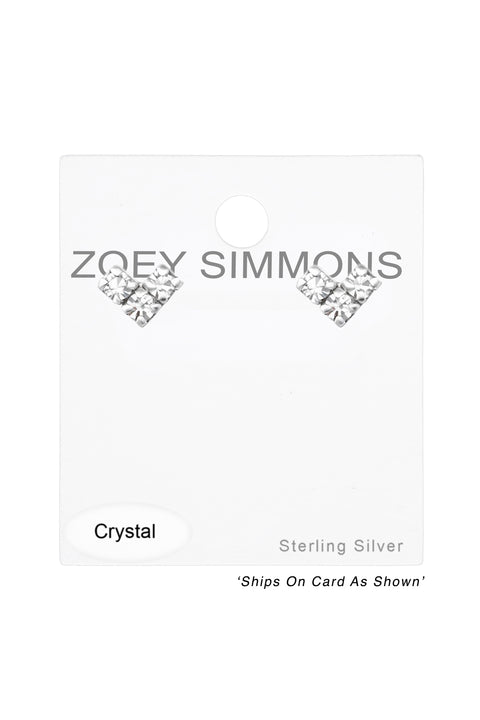 Sterling Silver Mini Heart Ear Studs With Crystal - SS