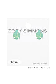 Sterling Silver Pear Ear Studs With Genuine Crystals - SS