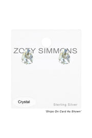 Sterling Silver Pear Ear Studs With Genuine Crystals - SS