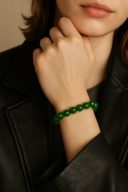 Premium Natural Hetian Jade Beaded Stretch Bracelet