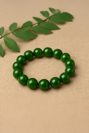 Premium Natural Hetian Jade Beaded Stretch Bracelet