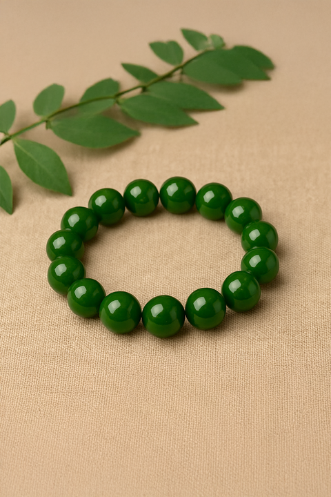 Premium Natural Hetian Jade Beaded Stretch Bracelet