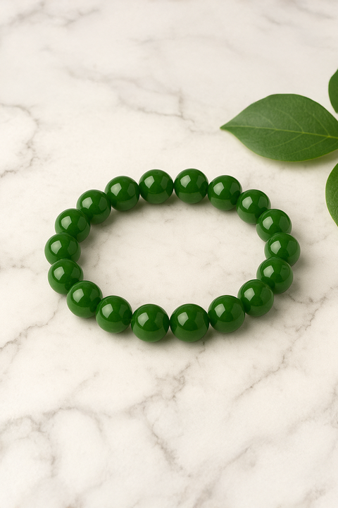 Premium Natural Hetian Jade Beaded Stretch Bracelet