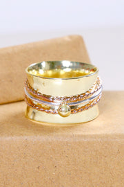 Tri-Tone Hammered Spinner Ring - GF