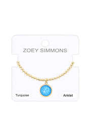 Turquoise Charm Beaded Anklet - GF