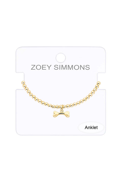 Dog Bone Beaded Charm Anklet - GF