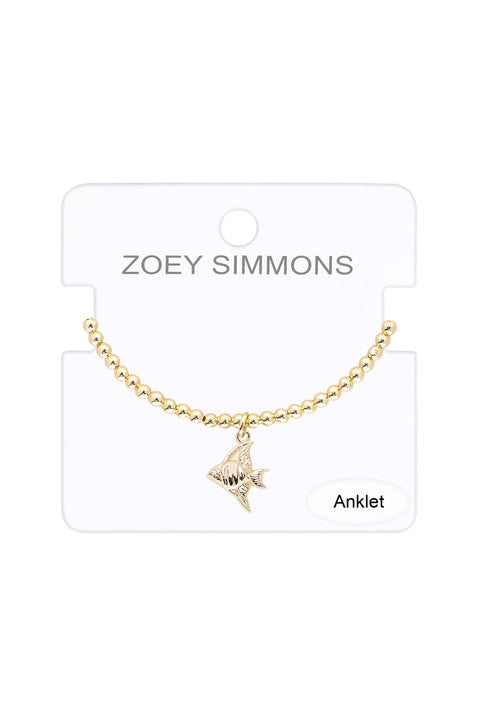 Fish Charm Beaded Anklet - GF