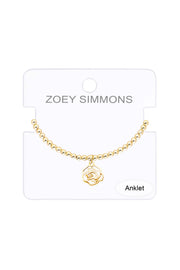 Rose Charm Beaded Anklet - GF