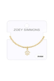 Lotus Charm Beaded Anklet - GF