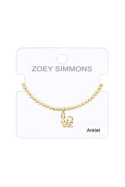 LOVE Charm Beaded Anklet - GF