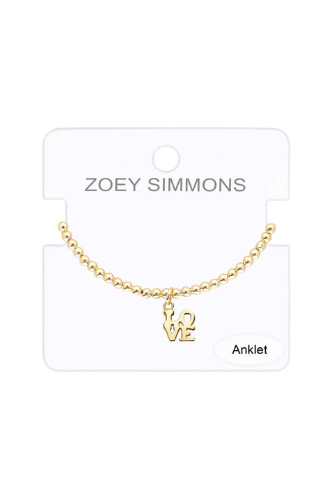 LOVE Charm Beaded Anklet - GF