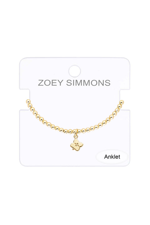 Flower Charm Beaded Anklet - GF