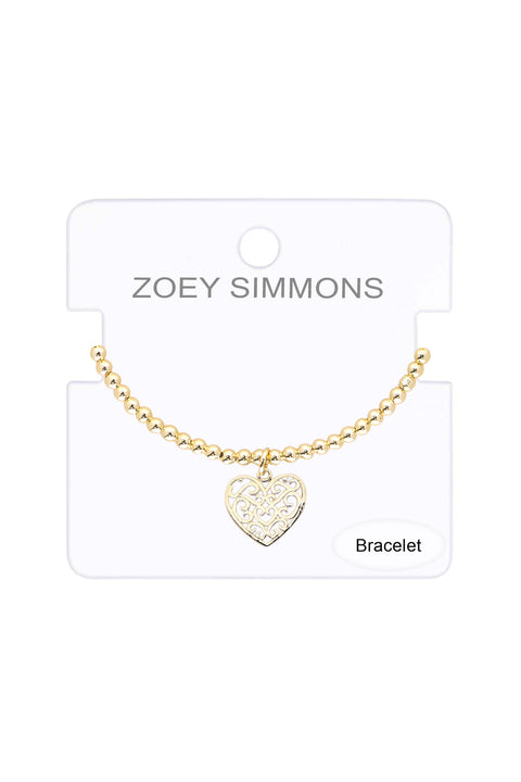 Filigree Heart Charm Bracelet - GF