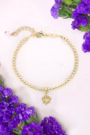 Lotus Charm Beaded Bracelet - GF