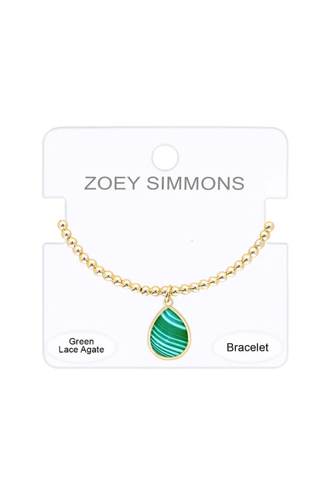 Green Lace Agate Charm Bracelet - GF