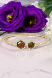 Unakite Hexagon Cuff Bracelet - GF