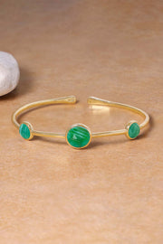 Green Lace Agate Cuff Bracelet - GF