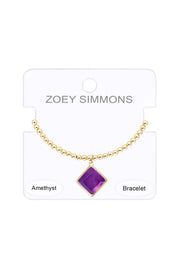 Amethyst Beaded Charm Bracelet - GF