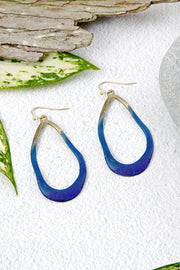 Natural Blue Patina Freeform Drop Earrings - BR