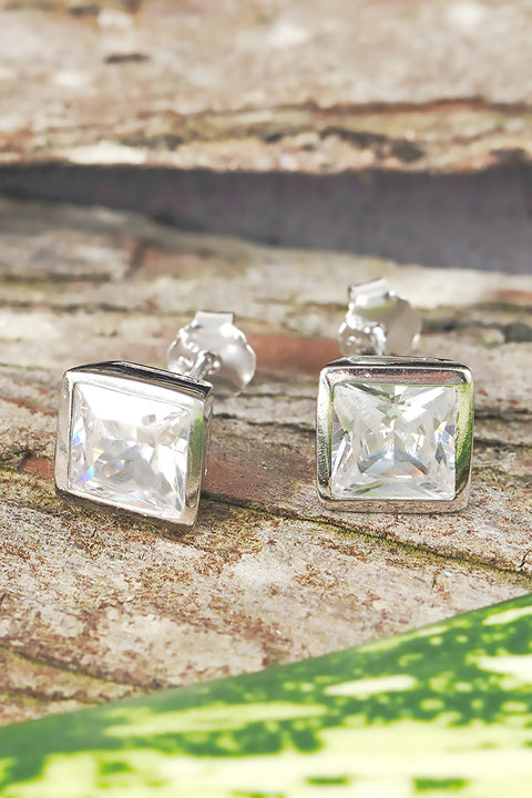 9mm Square CZ Post Earrings - SF