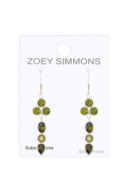 Sterling Silver & Peridot CZ Pendulum Drop Earrings - SS