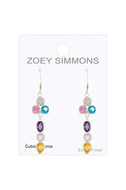Sterling Silver & Mixed CZ Pendulum Drop Earrings - SS