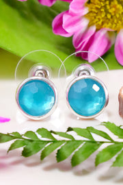 Blue Mother Of Pearl Post Earrings - SF