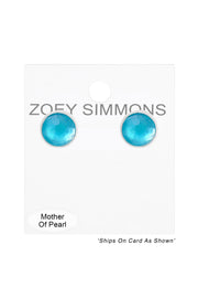 Blue Mother Of Pearl Post Earrings - SF