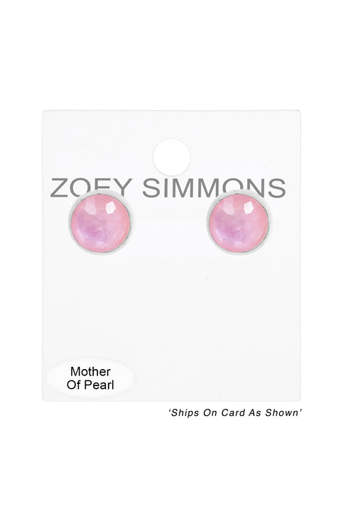Pink Mother Of Pearl Post Earrings - SF