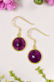 Amethyst Fancy Cut Round Earrings - GF