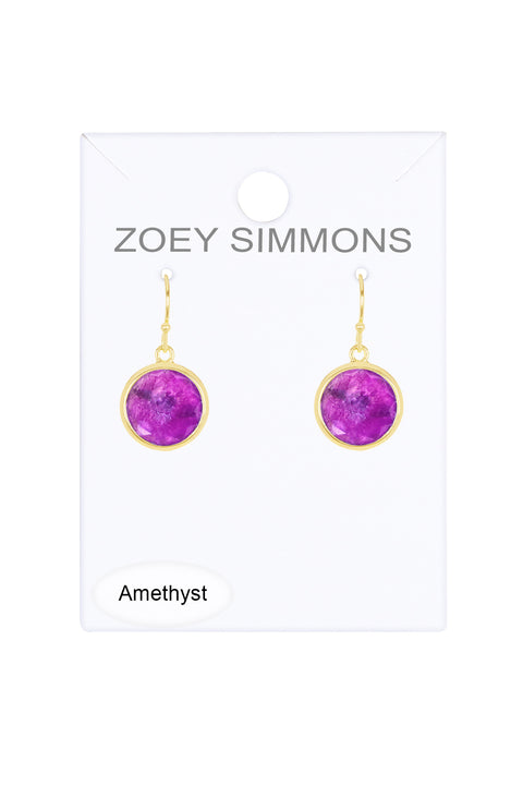 Amethyst Fancy Cut Round Earrings - GF