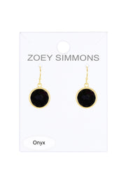 Black Onyx Fancy Cut Round Earrings - GF