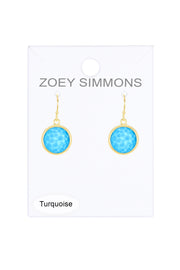 Turquoise Quartz Fancy Cut Round Earrings - GF