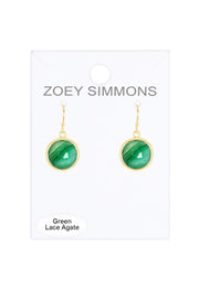 Green Lace Agate Fancy Cut Round Earrings - GF