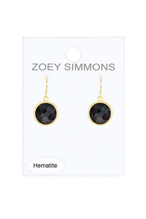 Hematite Fancy Cut Round Earrings - GF