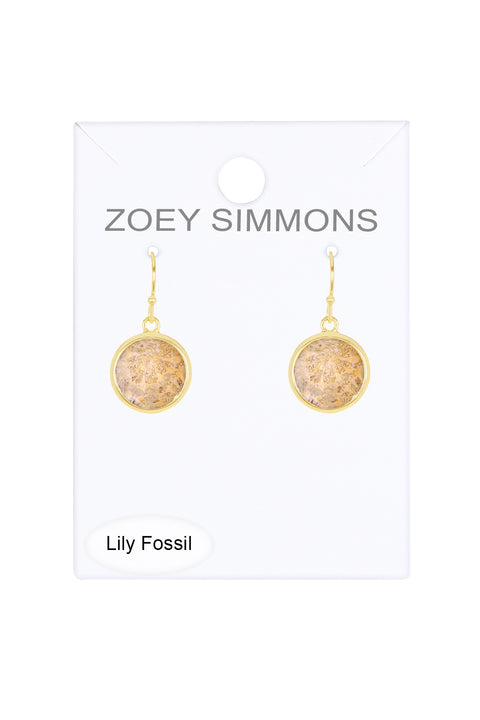 Lily Fossil Fancy Cut Round Earrings - GF