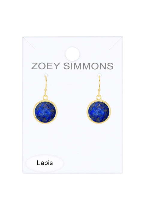 Lapis Fancy Cut Round Earrings - GF