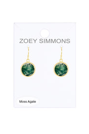 Moss Agate Fancy Cut Round Earrings - GF